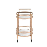 Lakelyn Rose Gold & Clear Glass Serving Cart Model 98192 By ACME Furniture
